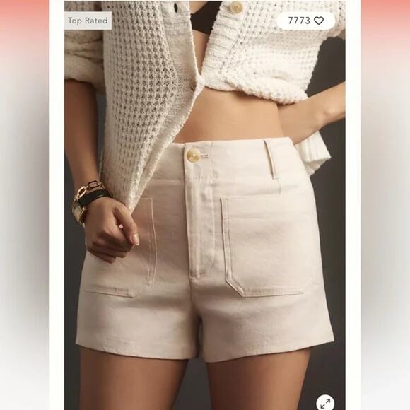 Maeve Shorts Womens 27 Colette Anthropologie Linen Edition Ivory High Rise - Picture 1 of 10